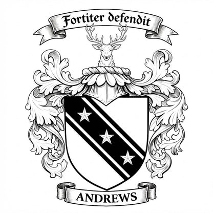 The Andrews Family Coat of Arms digital download: Includes Color PNG, B&W PNG, and SVG vector files