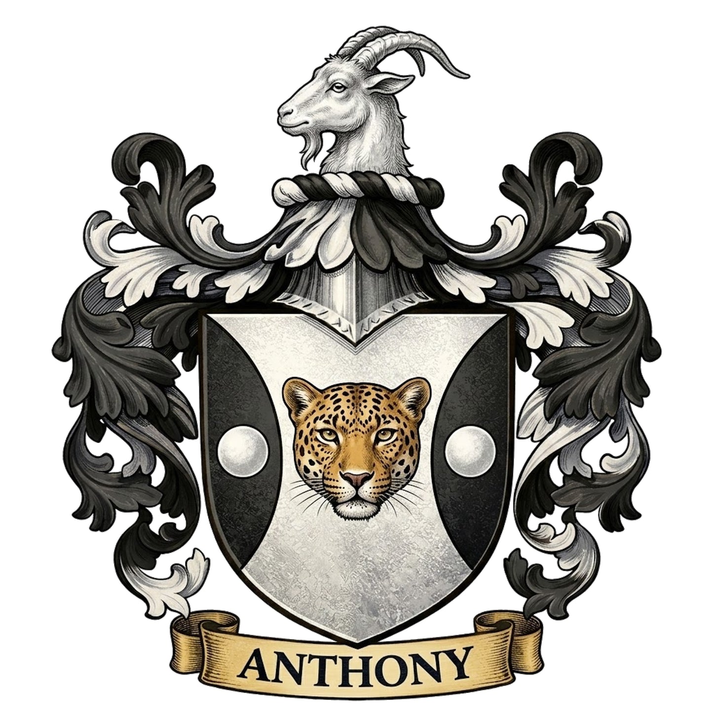 The Anthony Family Coat of Arms digital download: Includes Color PNG, B&W PNG, and SVG vector files