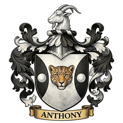 The Anthony Family Coat of Arms digital download: Includes Color PNG, B&W PNG, and SVG vector files