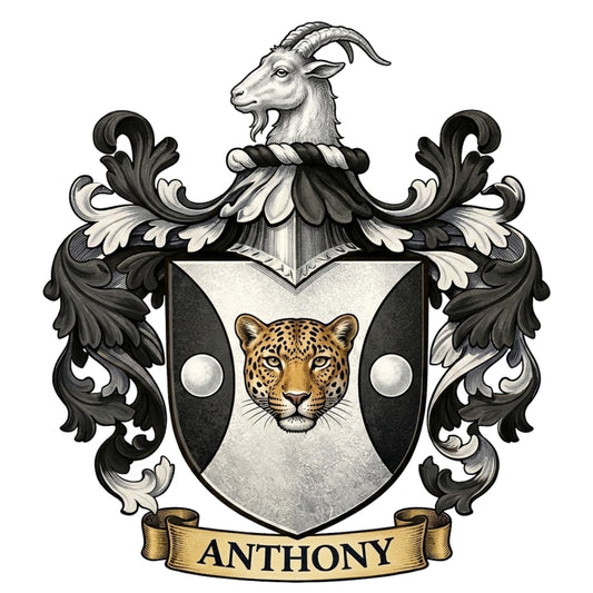 The Anthony Family Coat of Arms digital download: Includes Color PNG, B&W PNG, and SVG vector files