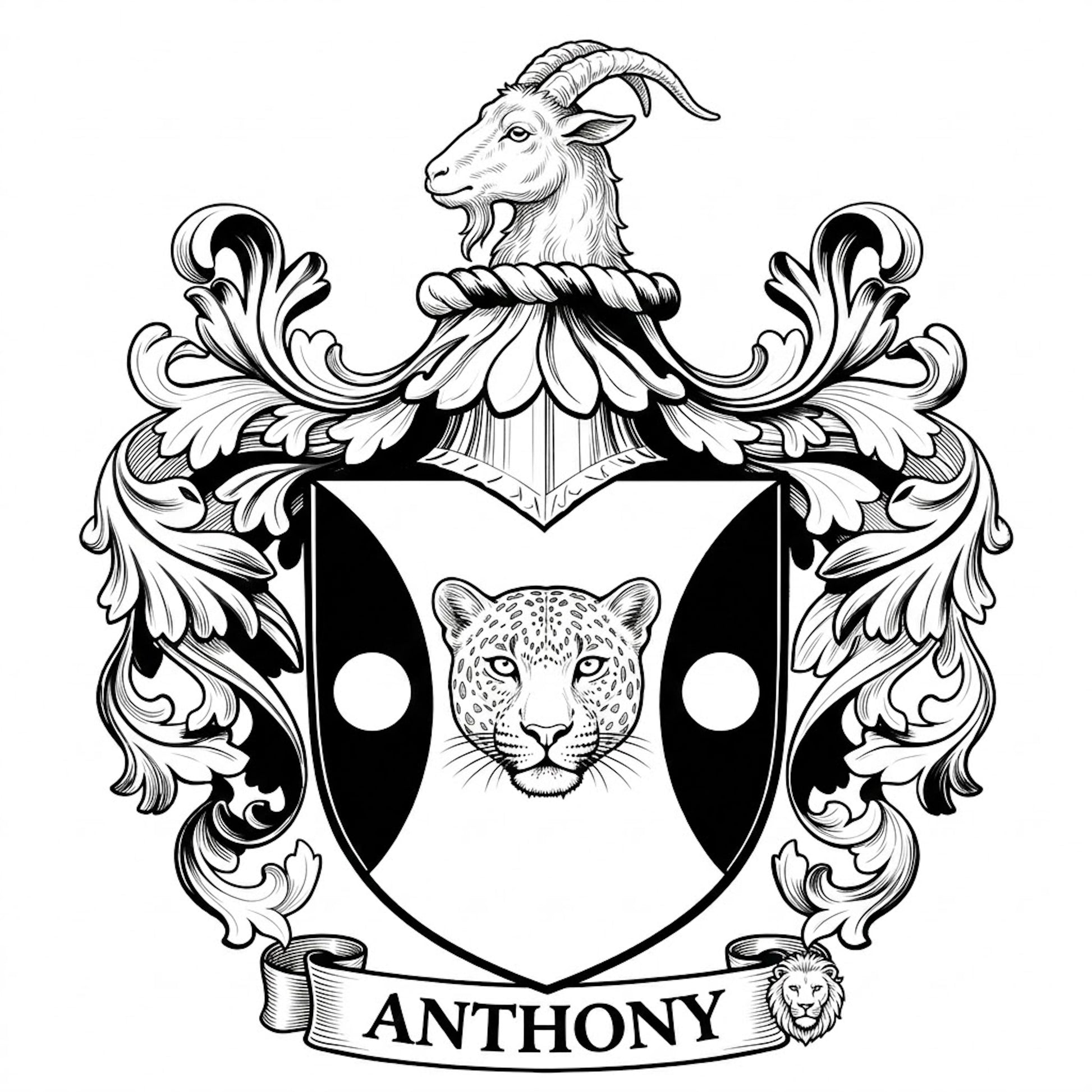 The Anthony Family Coat of Arms digital download: Includes Color PNG, B&W PNG, and SVG vector files