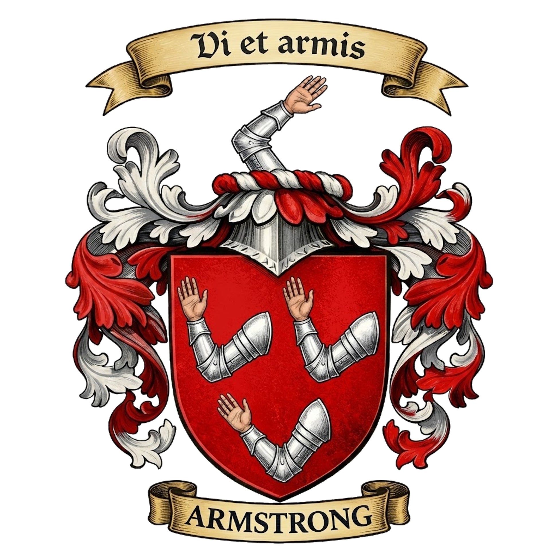 The Armstrong Family Coat of Arms digital download: Includes Color PNG, B&W PNG, and SVG vector files
