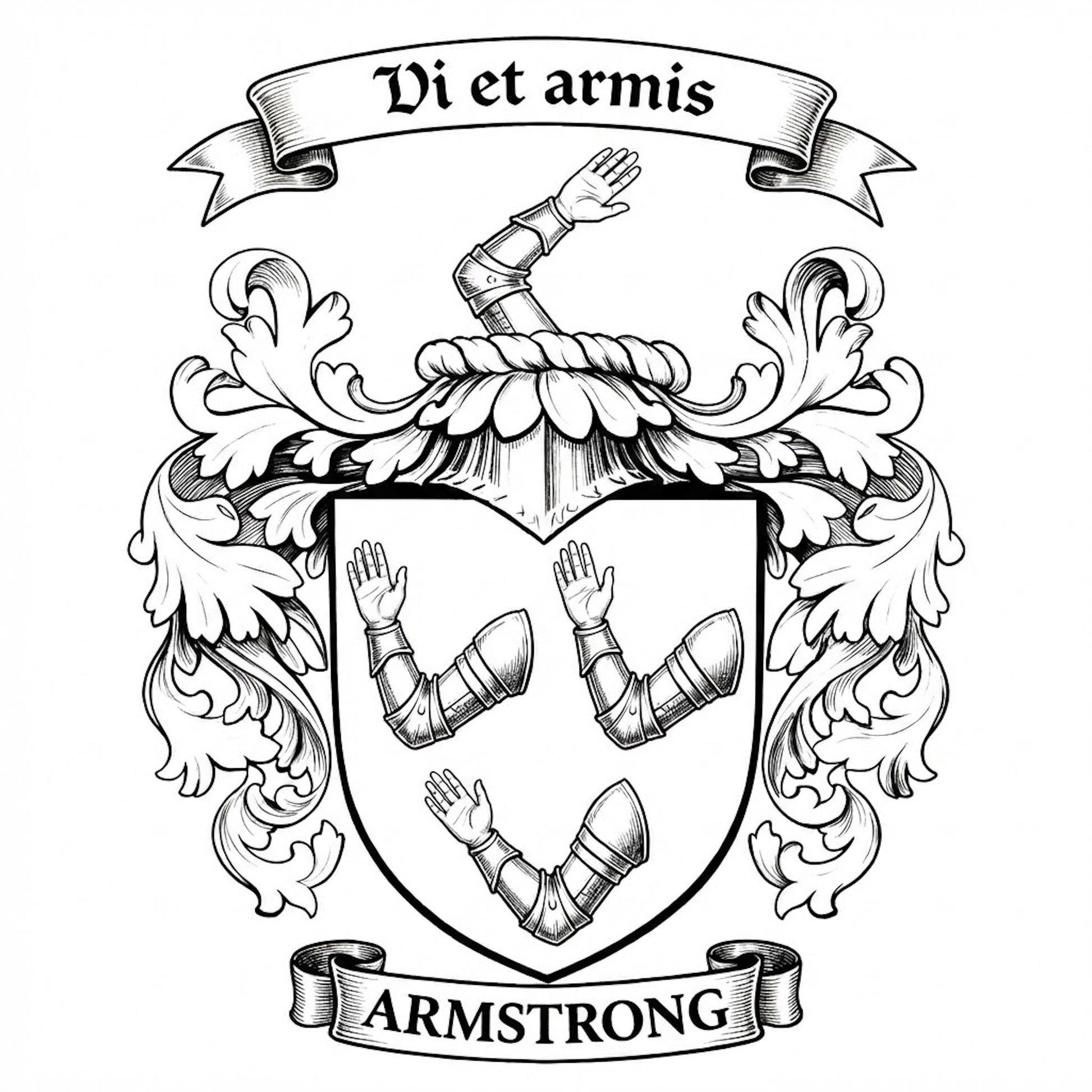 The Armstrong Family Coat of Arms digital download: Includes Color PNG, B&W PNG, and SVG vector files