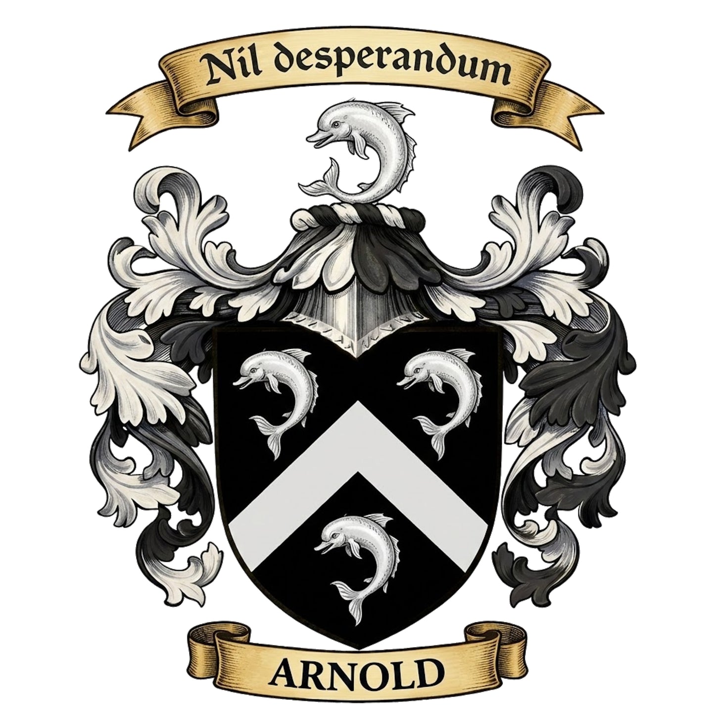 The Arnold Family Coat of Arms digital download: Includes Color PNG, B&W PNG, and SVG vector files