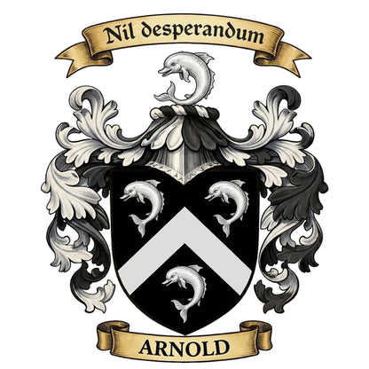 The Arnold Family Coat of Arms digital download: Includes Color PNG, B&W PNG, and SVG vector files