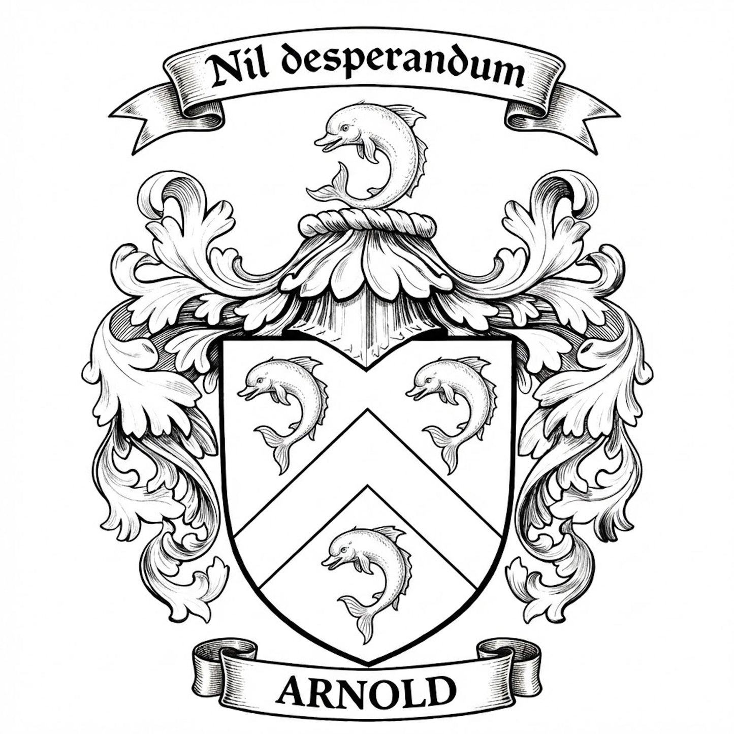 The Arnold Family Coat of Arms digital download: Includes Color PNG, B&W PNG, and SVG vector files