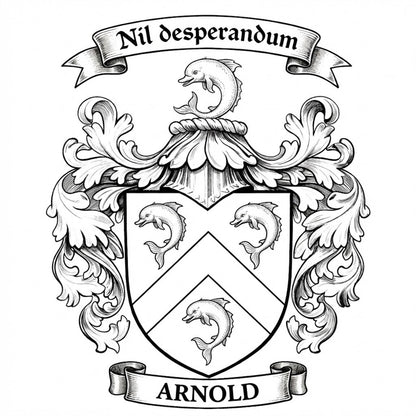 The Arnold Family Coat of Arms digital download: Includes Color PNG, B&W PNG, and SVG vector files