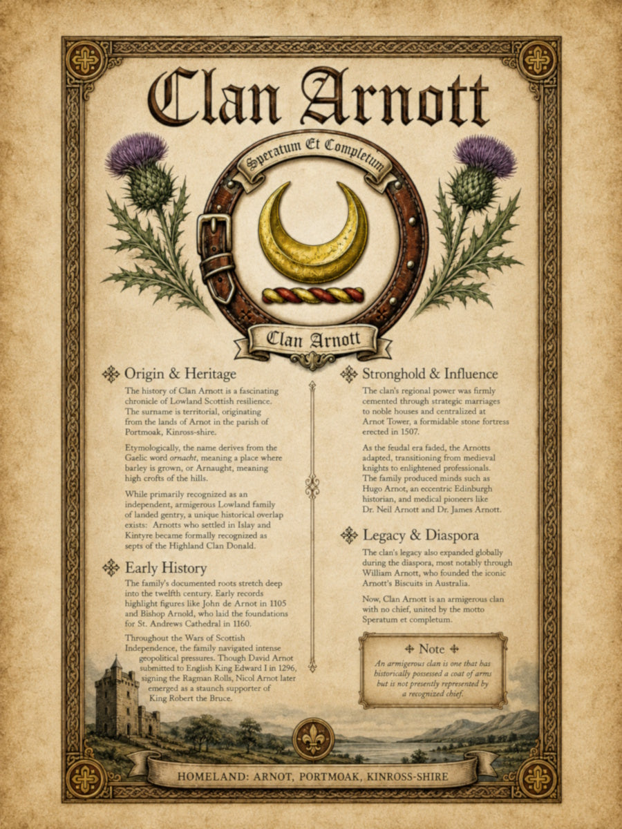 Scottish Clan Arnott Heritage Poster - Instant Digital Download