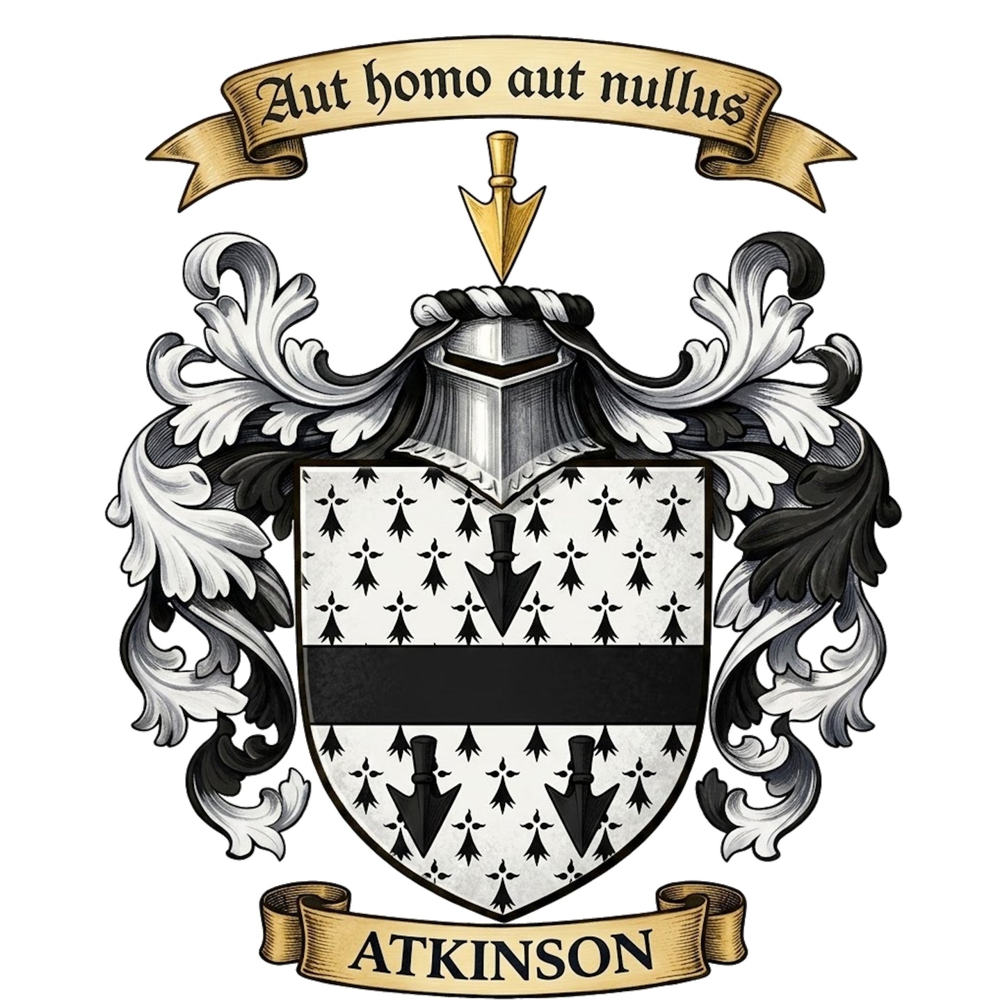 The Atkinson Family Coat of Arms digital download: Includes Color PNG, B&W PNG, and SVG vector files