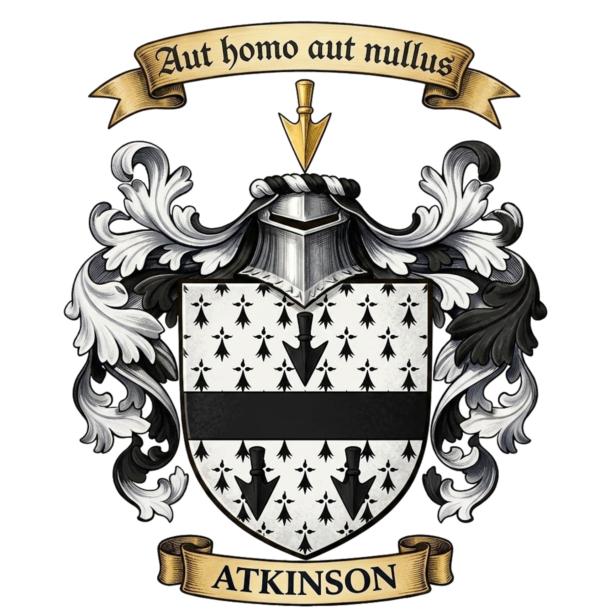 The Atkinson Family Coat of Arms digital download: Includes Color PNG, B&W PNG, and SVG vector files