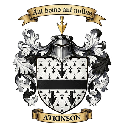 The Atkinson Family Coat of Arms digital download: Includes Color PNG, B&W PNG, and SVG vector files