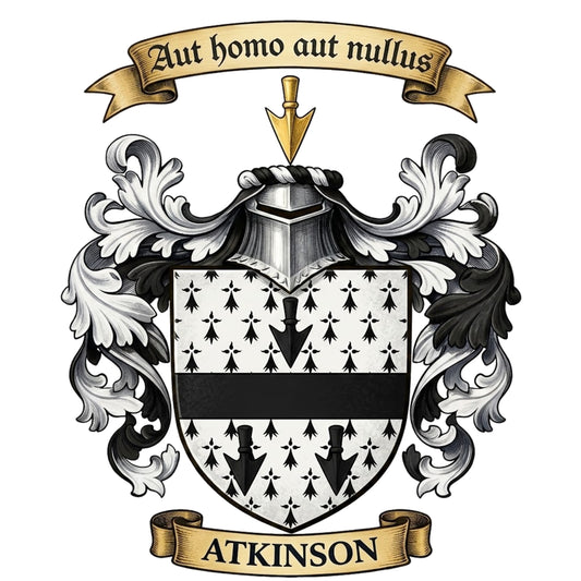 The Atkinson Family Coat of Arms digital download: Includes Color PNG, B&W PNG, and SVG vector files