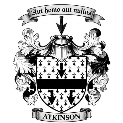 The Atkinson Family Coat of Arms digital download: Includes Color PNG, B&W PNG, and SVG vector files