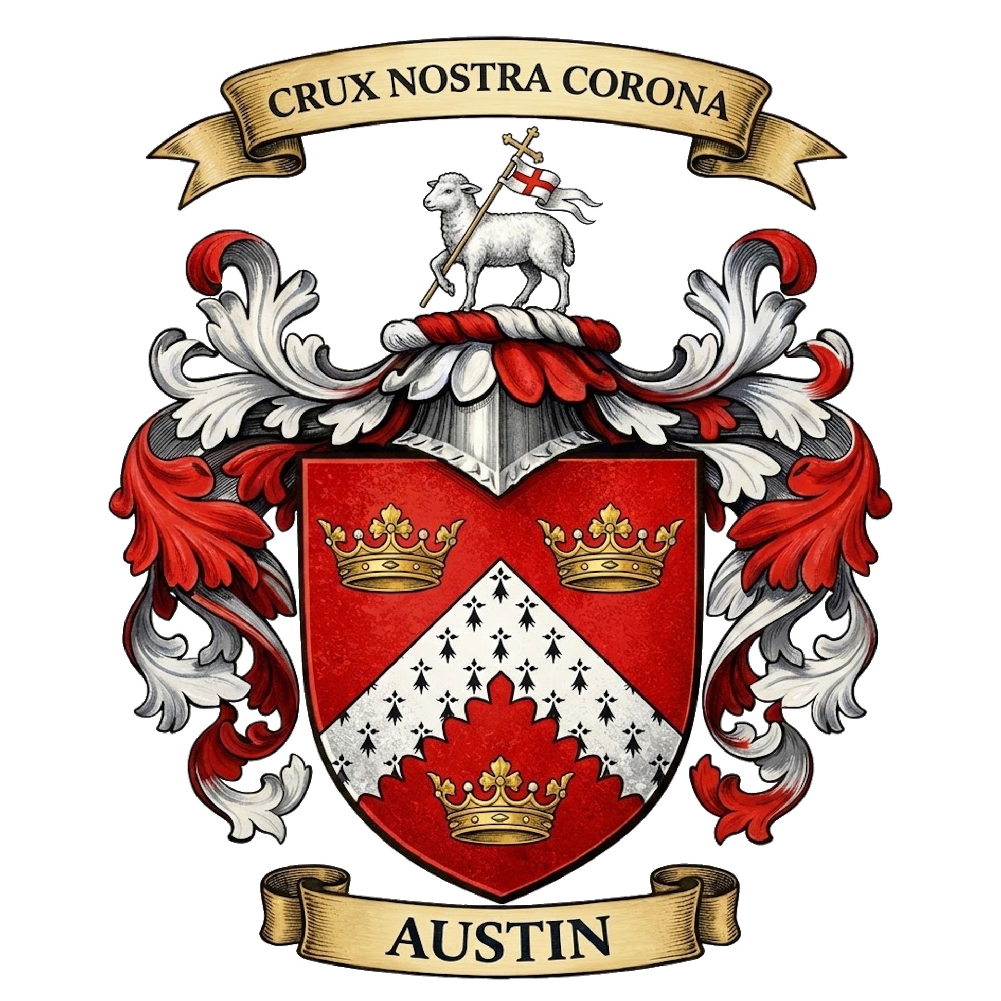 The Austin Family Coat of Arms digital download: Includes Color PNG, B&W PNG, and SVG vector files