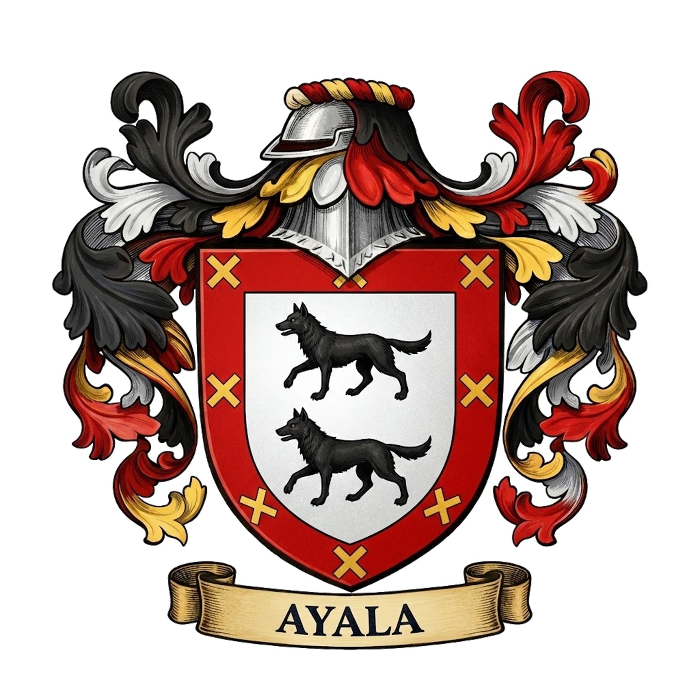 The Ayala Family Coat of Arms digital download: Includes Color PNG, B&W PNG, and SVG vector files