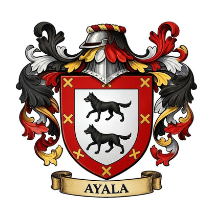 The Ayala Family Coat of Arms digital download: Includes Color PNG, B&W PNG, and SVG vector files