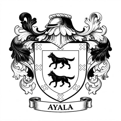 The Ayala Family Coat of Arms digital download: Includes Color PNG, B&W PNG, and SVG vector files