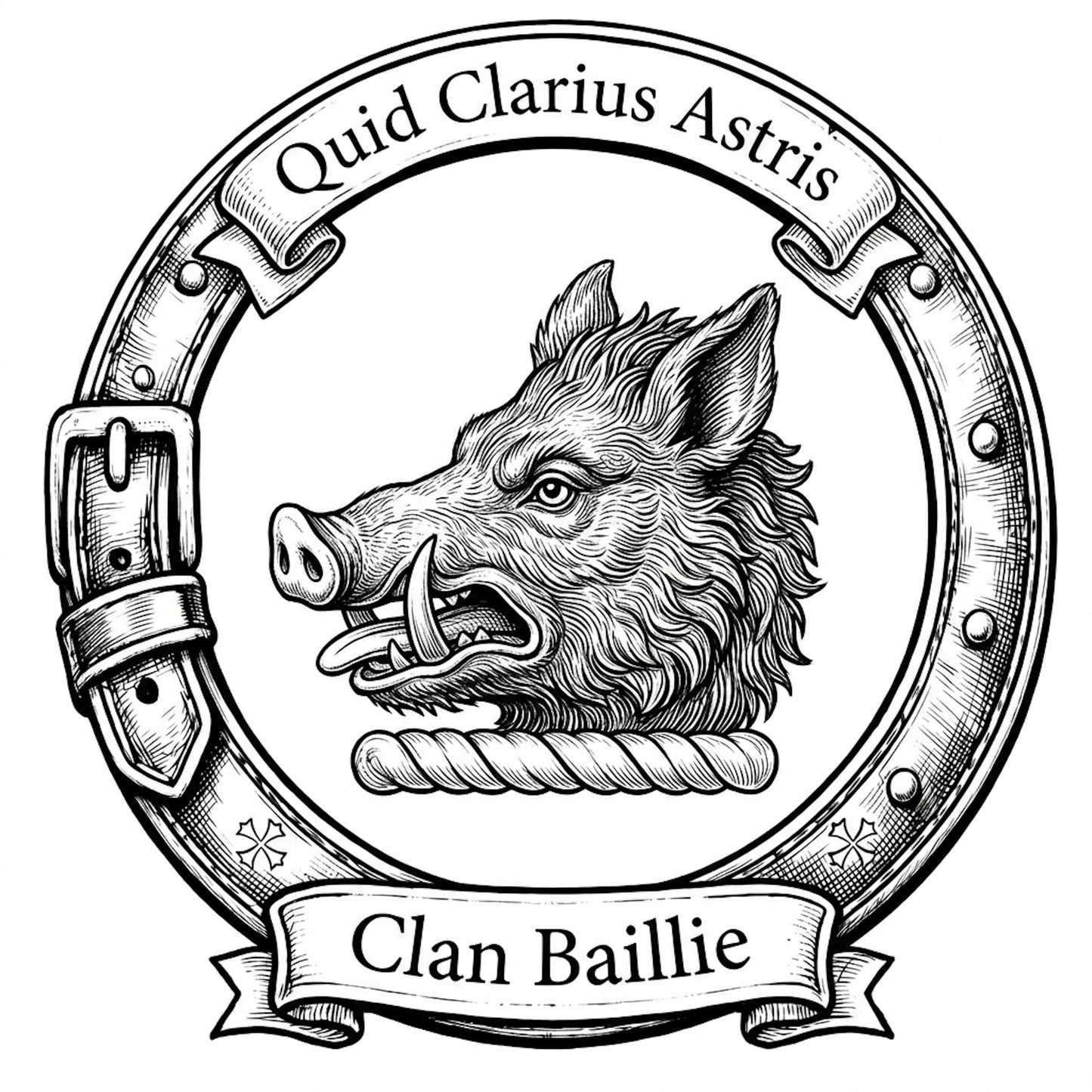 Clan Baillie Crest digital download: Includes Color PNG, B&W PNG, and SVG vector files