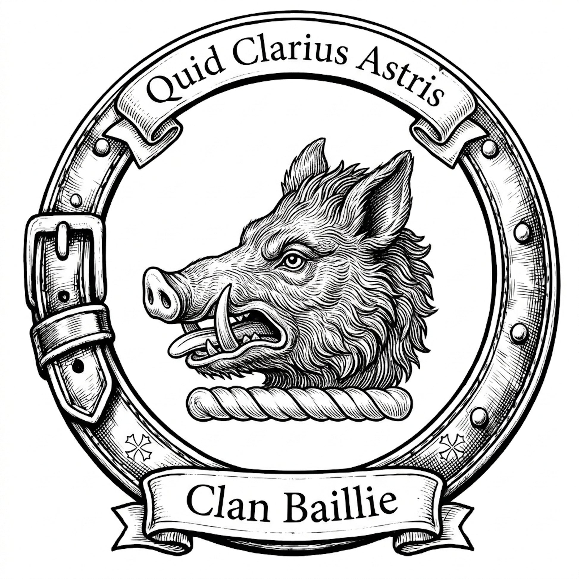 Clan Baillie Crest digital download: Includes Color PNG, B&W PNG, and SVG vector files