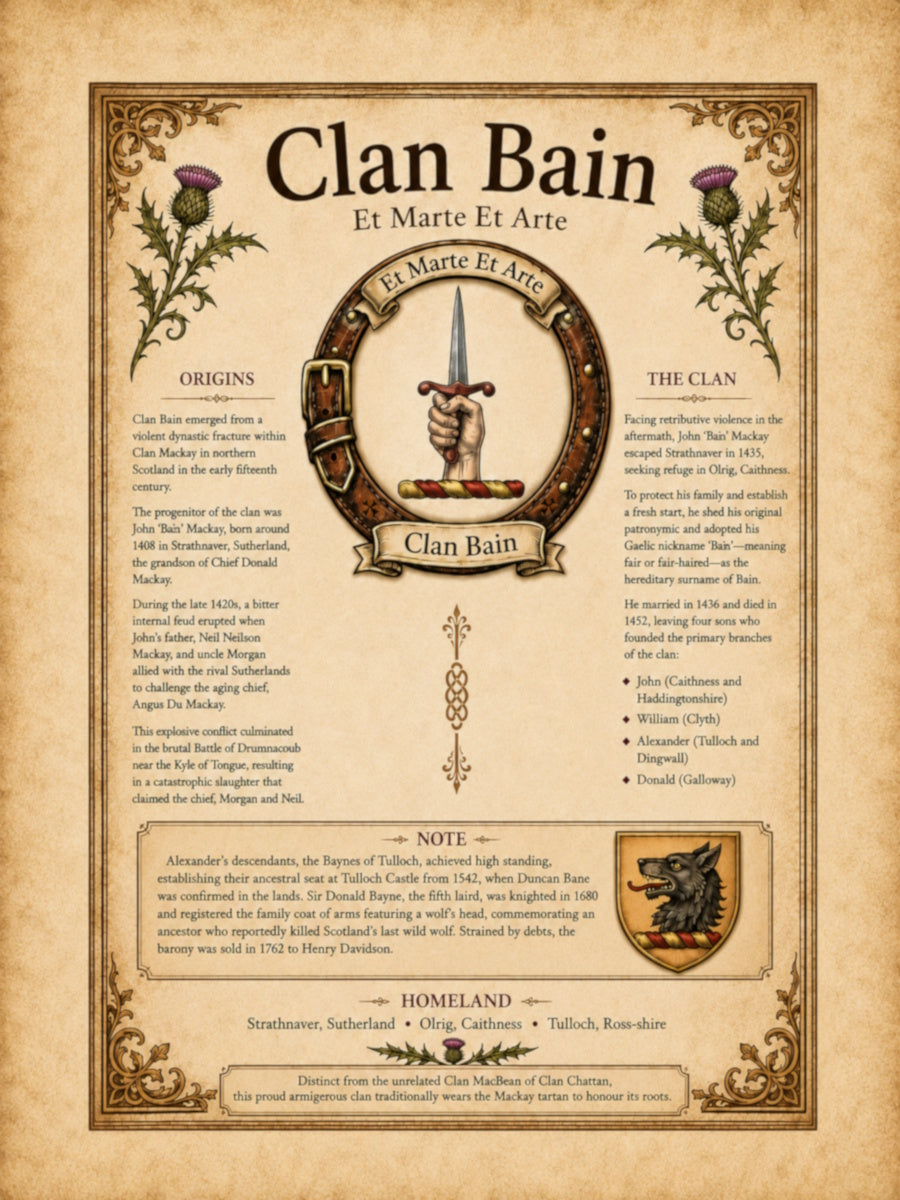 Scottish Clan Bain Heritage Poster - Instant Digital Download