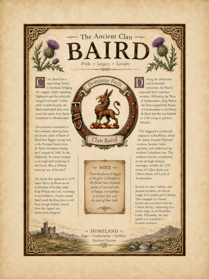 Scottish Clan Baird Heritage Poster - Instant Digital Download