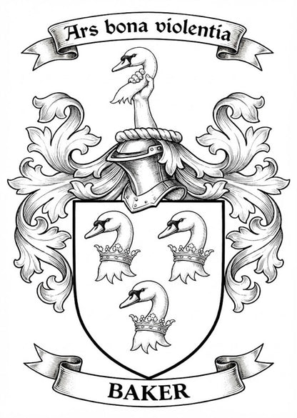 The Baker Surname Coat of Arms digital download: Includes Color PNG, B&W PNG, and SVG vector files