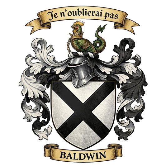 The Baldwin Family Coat of Arms digital download: Includes Color PNG, B&W PNG, and SVG vector files
