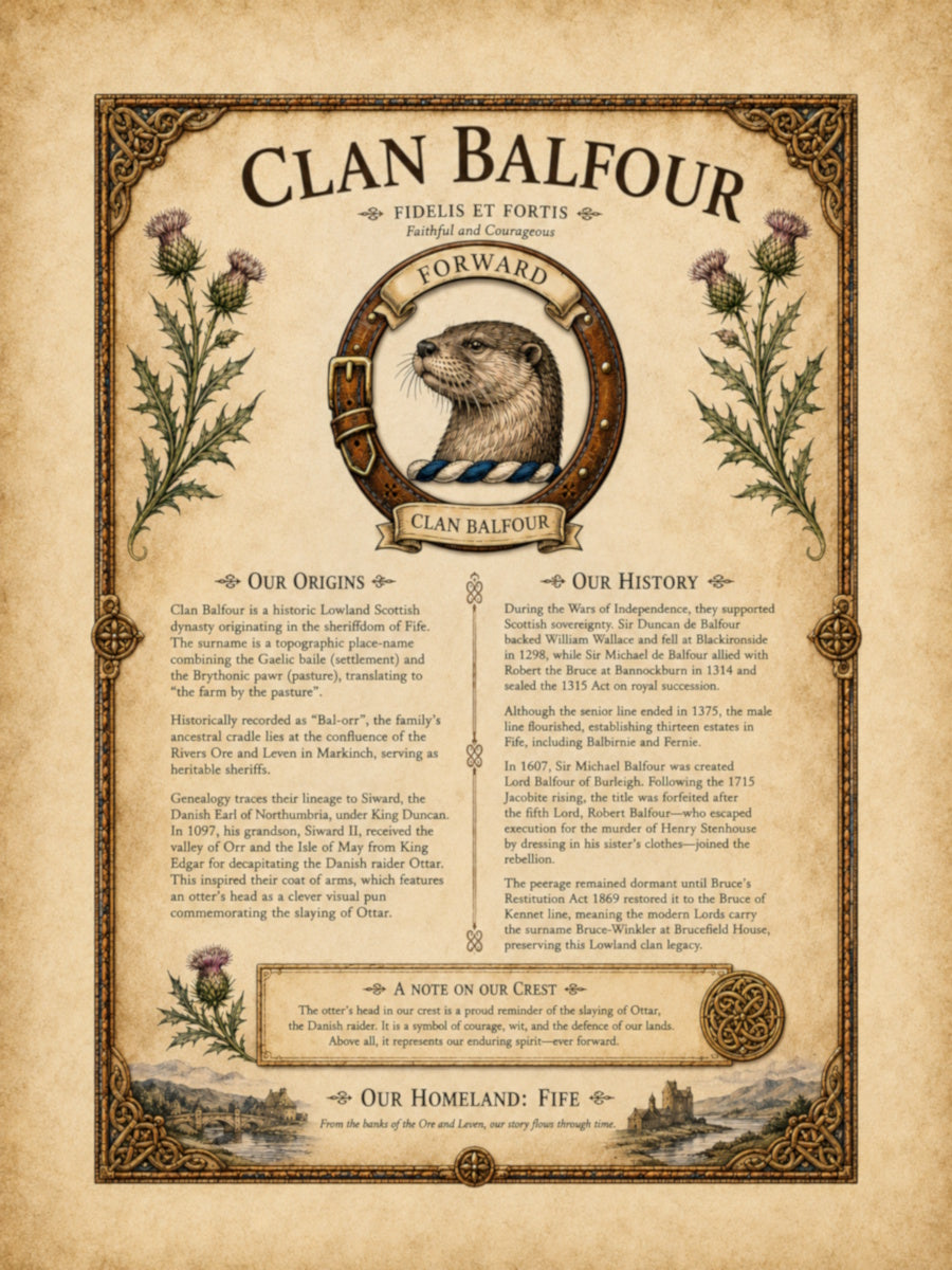 Scottish Clan Balfour Heritage Poster - Instant Digital Download