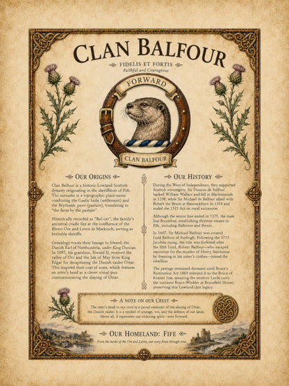 Scottish Clan Balfour Heritage Poster - Instant Digital Download