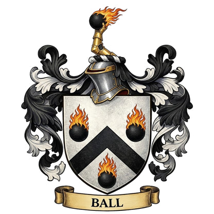 The Ball Family Coat of Arms digital download: Includes Color PNG, B&W PNG, and SVG vector files