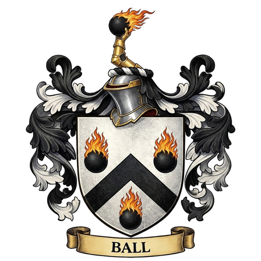 The Ball Family Coat of Arms digital download: Includes Color PNG, B&W PNG, and SVG vector files