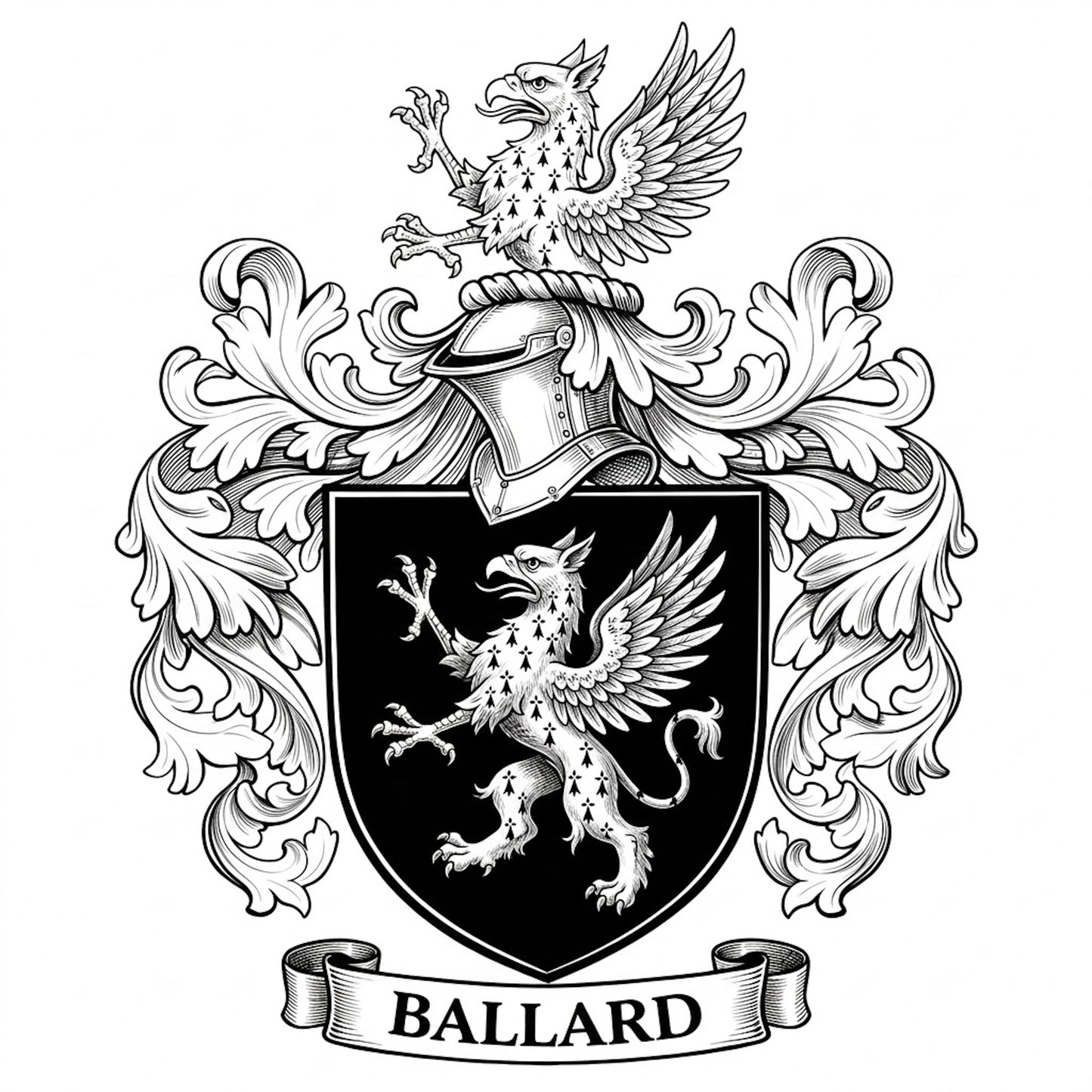 The Ballard Family Coat of Arms digital download: Includes Color PNG, B&W PNG, and SVG vector files