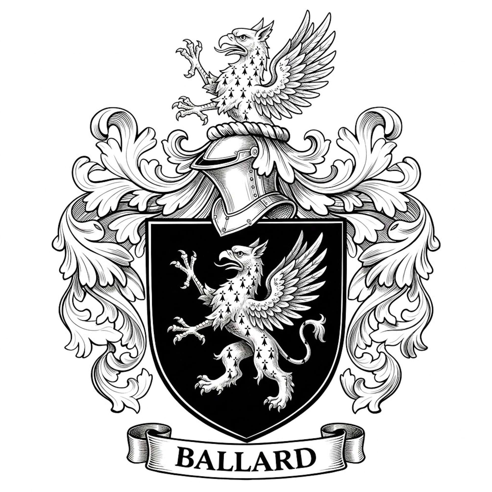 The Ballard Family Coat of Arms digital download: Includes Color PNG, B&W PNG, and SVG vector files