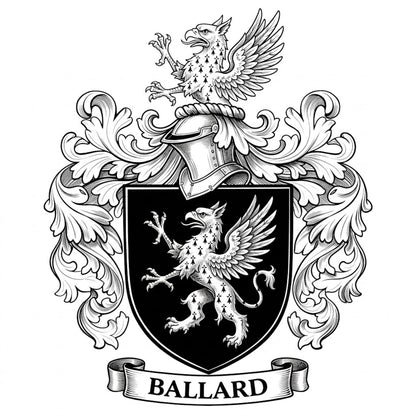 The Ballard Family Coat of Arms digital download: Includes Color PNG, B&W PNG, and SVG vector files