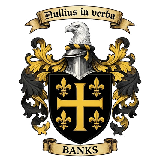 The Banks Family Coat of Arms digital download: Includes Color PNG, B&W PNG, and SVG vector files