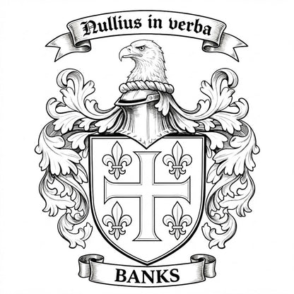 The Banks Family Coat of Arms digital download: Includes Color PNG, B&W PNG, and SVG vector files