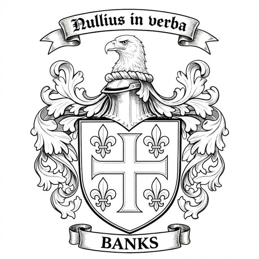 The Banks Family Coat of Arms digital download: Includes Color PNG, B&W PNG, and SVG vector files