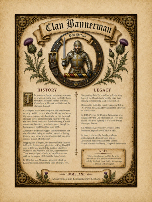 Scottish Clan Bannerman Heritage Poster - Instant Digital Download