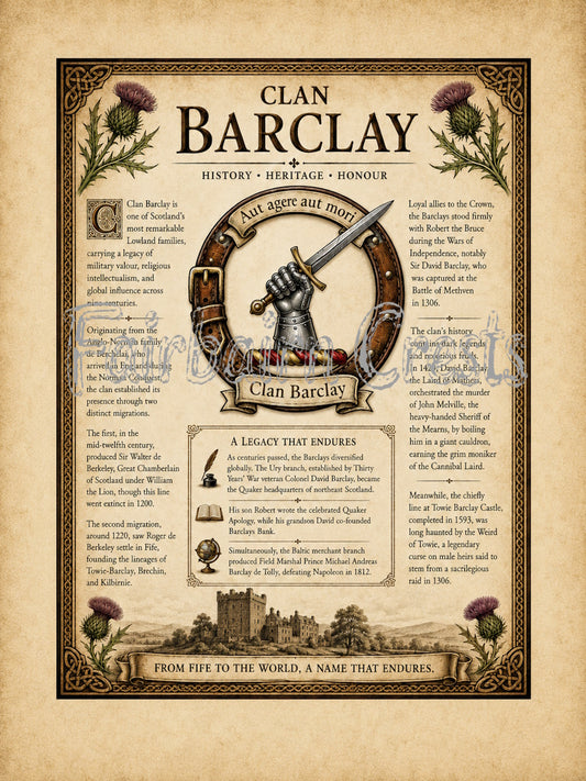 Scottish Clan Barclay Heritage Poster - Instant Digital Download