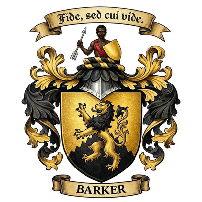 The Barker Family Coat of Arms digital download: Includes Color PNG, B&W PNG, and SVG vector files