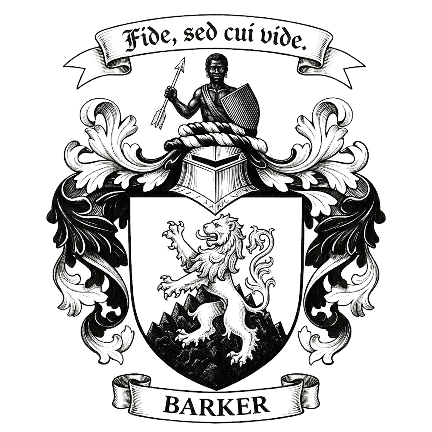 The Barker Family Coat of Arms digital download: Includes Color PNG, B&W PNG, and SVG vector files