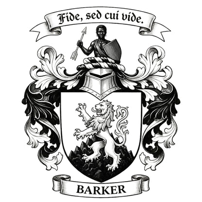 The Barker Family Coat of Arms digital download: Includes Color PNG, B&W PNG, and SVG vector files