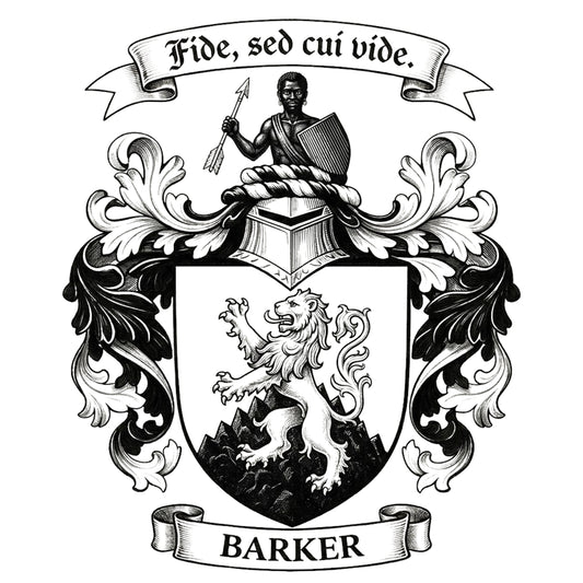 The Barker Family Coat of Arms digital download: Includes Color PNG, B&W PNG, and SVG vector files