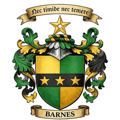 The Barnes Family Coat of Arms digital download: Includes Color PNG, B&W PNG, and SVG vector files