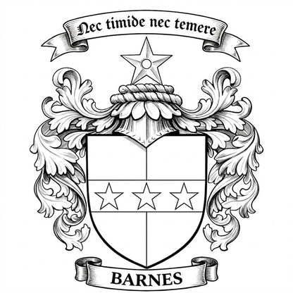 The Barnes Family Coat of Arms digital download: Includes Color PNG, B&W PNG, and SVG vector files