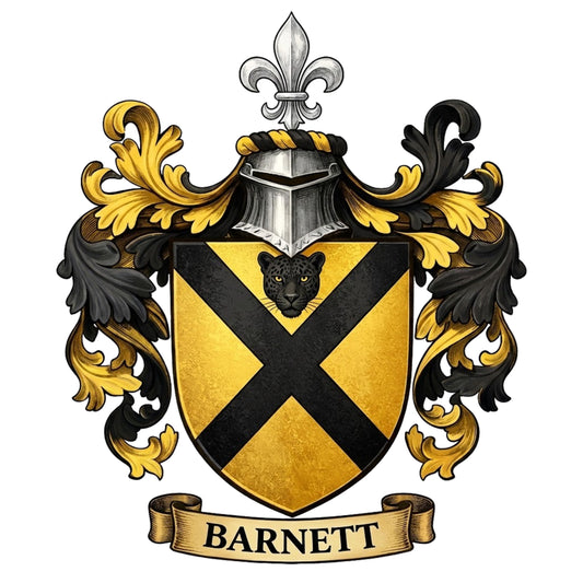 The Barnett Family Coat of Arms digital download: Includes Color PNG, B&W PNG, and SVG vector files