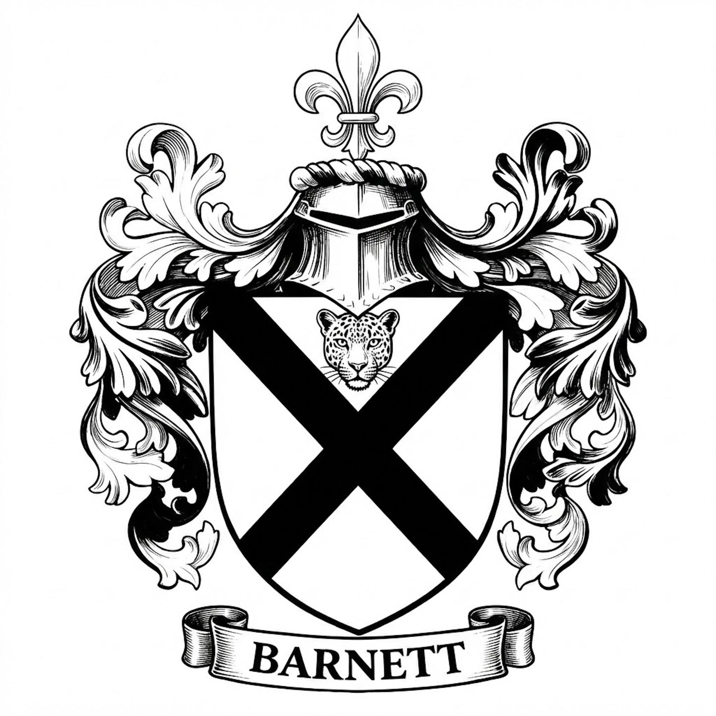 The Barnett Family Coat of Arms digital download: Includes Color PNG, B&W PNG, and SVG vector files
