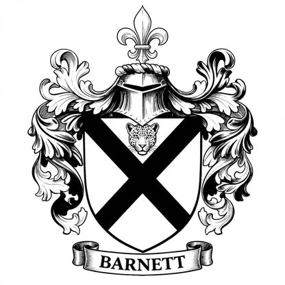 The Barnett Family Coat of Arms digital download: Includes Color PNG, B&W PNG, and SVG vector files