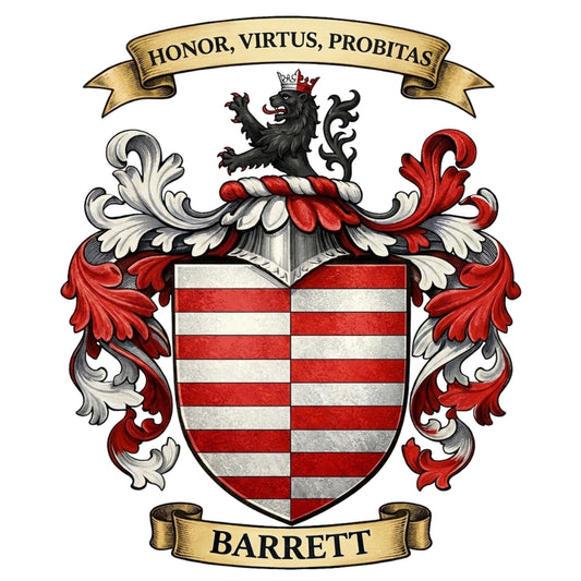 The Barrett Family Coat of Arms digital download: Includes Color PNG, B&W PNG, and SVG vector files