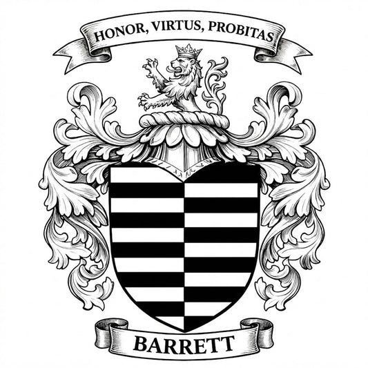 The Barrett Family Coat of Arms digital download: Includes Color PNG, B&W PNG, and SVG vector files